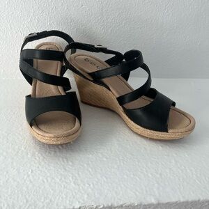 b.o.c. Black Wedge Sandals